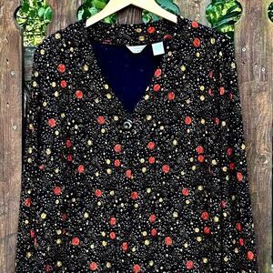 Women's Dark Academia Cottage Office Core Black Gold Red Cardigan Sz 1X